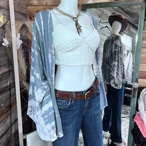 Sim & Sam S/M Tie Kimono Wide Sleeve Cover Up Ruched Back 💗